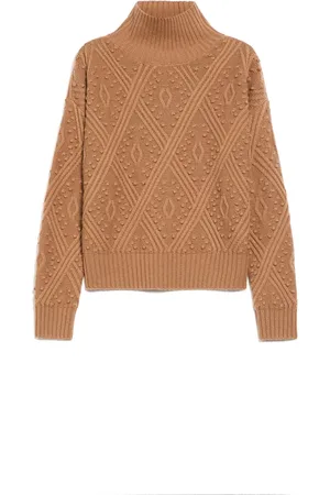 Max Mara Truien, Dames, Bruin, L, Wol, Argyle Gebreide Trui