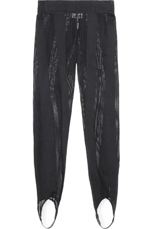 Ganni Broeken, Dames, Zwart, S, Mesh-Panel Stirrup Leggings