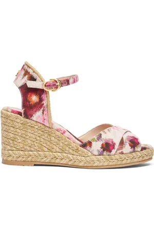 Stuart Weitzman Schoenen, Dames, Veelkleurig, 41 EU, Jute, Elegante Espadrille met Gekruiste Bandjes en Jute Zool
