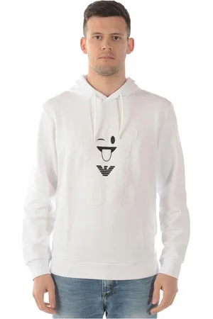 Emporio Armani Sweatshirts & Hoodies, Heren, Wit, M, Katoen, Sweatshirt Hoodie