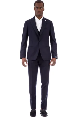 LARDINI Pakken, Heren, Blauw, S, Ceremoniekostuum met contrasterende revers