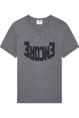 Courrèges Tops, Heren, Grijs, L, Katoen, T-shirts en polo`s met geborduurd logo