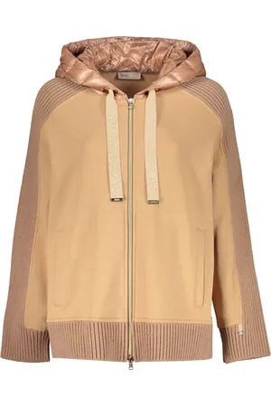 HERNO Sweatshirts & Hoodies, Dames, Bruin, L, Katoen, Gebreide Rits Hooded Dons Vest