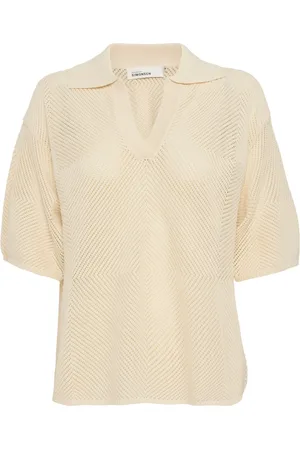 Karen by Simonsen Truien, Dames, , S, Polyester, Oversized Polo Gebreide Trui Egret