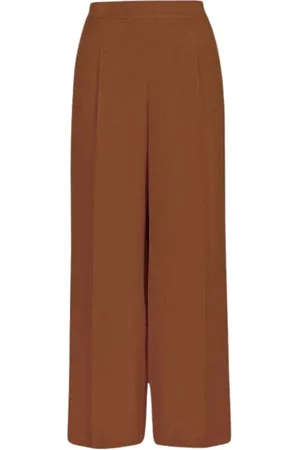 Carolina Herrera Broeken, Dames, Bruin, S, Zijden Jacquard Broek met Rechte Pijpen