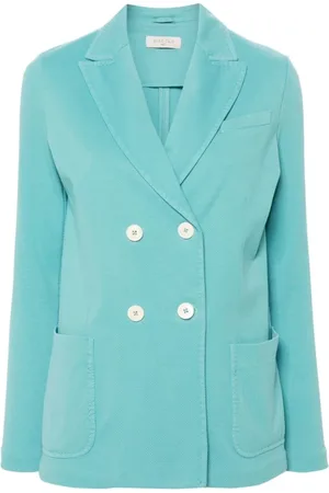 Circolo Jassen, Dames, Blauw, S, Katoen, Textured Blauwgroene Blazer