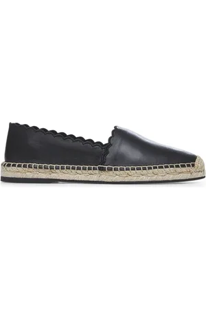 Chloé Schoenen, Dames, Zwart, 39 EU, Leer, Zwarte Slip-On Ballerina`s met Geschulpte Randen