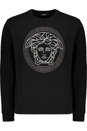 VERSACE Sweatshirts & Hoodies, Heren, Zwart, S, Katoen, Katoenen sweatshirt met logodetail