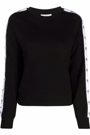 Chiara Ferragni Sweatshirts & Hoodies, Dames, Zwart, S, Logomania Tape Sweatshirt