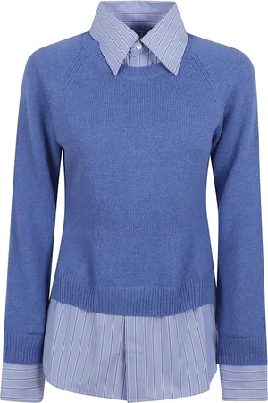 Stella McCartney Truien, Dames, Blauw, S, Katoen, Blauw Gestreept Trui Chic Gelaagdheid