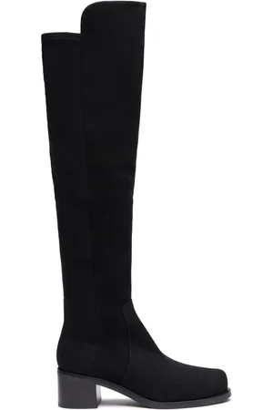 Stuart Weitzman Schoenen, Dames, Zwart, 39 EU, Suède, Gedurfde Over-de-Knie Laars