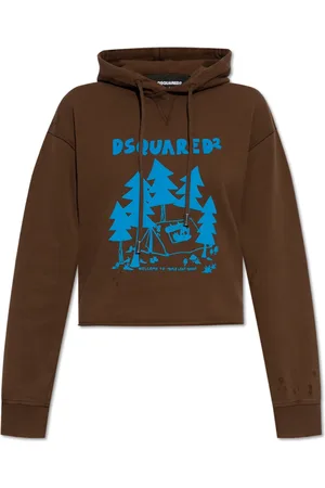 Dsquared2 Sweatshirts & Hoodies, Dames, Bruin, XS, Katoen, Hoodie met Logo