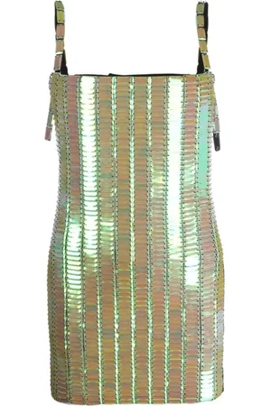The Attico Kleedjes, Dames, Groen, S, Pailletten, Groene Mini Jurk met Pailletten