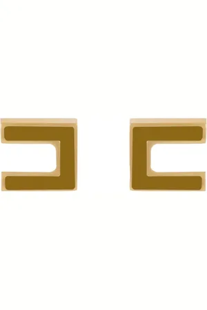 Elisabetta Franchi Accessoires, Dames, Geel, ONE Size, Double C Metalen Oorbellen
