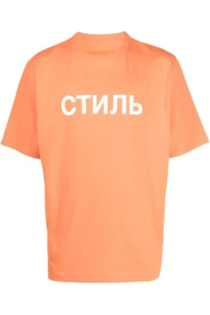 Heron Preston Tops, Heren, Oranje, L, Katoen, Ctnmb Logo T-Shirt