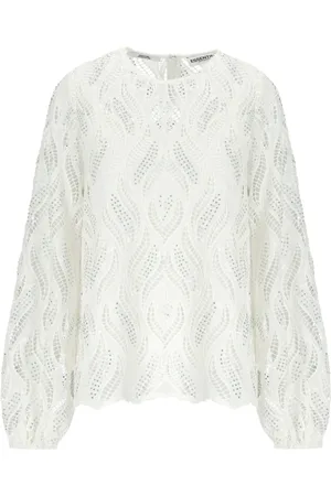 Essentiel Antwerp Blouses & Shirts, Dames, Wit, XS, Pailletten, Witte Kant Hanover Blouse met Pailletten