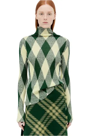 Burberry Truien, Dames, Veelkleurig, S, Katoen, Argyle High-Neck Sweater