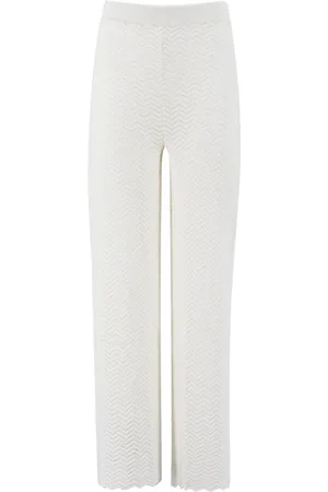 FEDELI Broeken, Dames, Wit, L, Katoen, Leggings