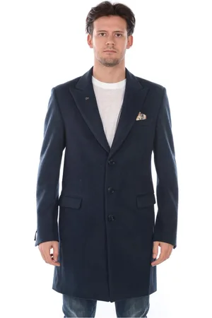 D.A. Daniele Alessandrini Mantels, Heren, Blauw, L, Polyester, Coats