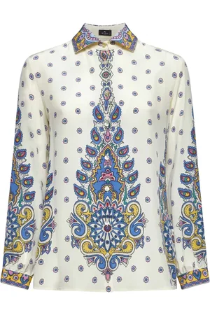 Etro Blouses & Shirts, Dames, Veelkleurig, 2Xs, Floral Paisley Zijden Blouse
