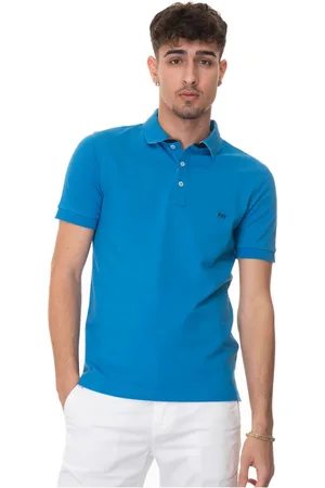 FAY Tops, Heren, Blauw, M, Katoen, Polo Shirt met Korte Mouwen