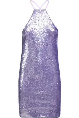 The Attico Kleedjes, Dames, Paars, S, Pailletten, Paarse Pailletten Jurk Aw 22