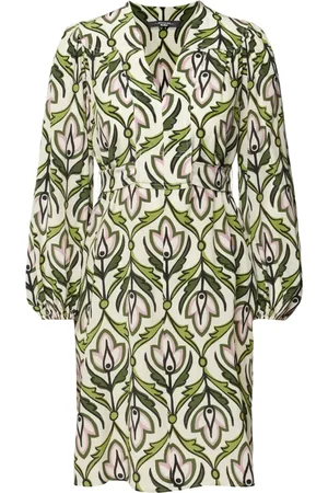 Max Mara Kleedjes, Dames, Groen, L, Groene Midi Jurk met V-Hals