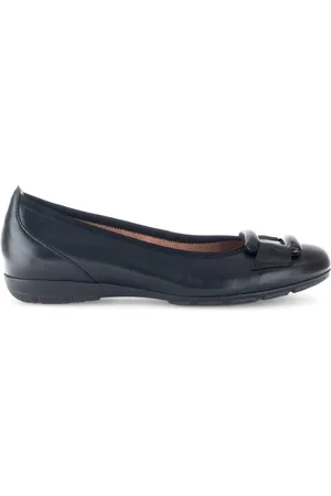 Gabor Schoenen, Dames, Zwart, 42 1/2 EU, Leer, Zwarte Leren Ballerina`s