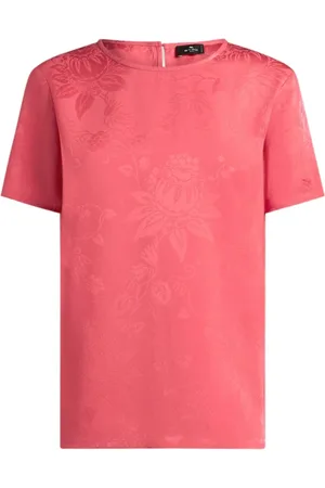Etro Tops, Dames, Roze, L, Coral Leaves Top