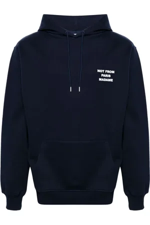 Drôle de Monsieur Sweatshirts & Hoodies, Heren, Blauw, XL, Katoen, Marineblauwe Sweatshirt met Sloganprint