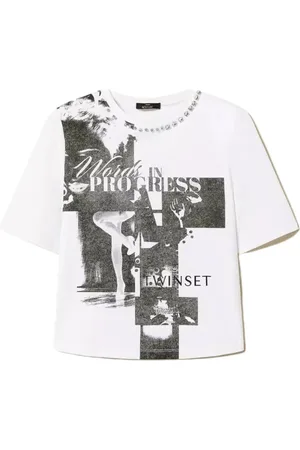 Twin-Set Tops, Dames, Wit, S, Katoen, Witte T-shirts en Polos Collectie