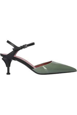 Premiata Schoenen, Dames, Groen, 40 EU, Leer, Tweekleurige Salie Patent en Zwarte Kalveren Muiltjes