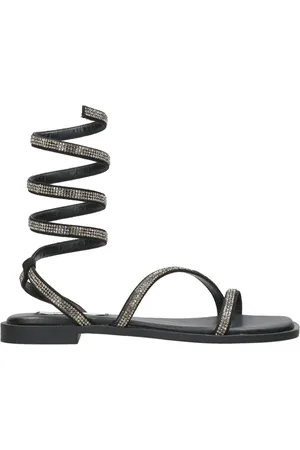 Steve Madden Schoenen, Dames, Zwart, 38 EU, Sandalen met Vierkante Neus en Strass