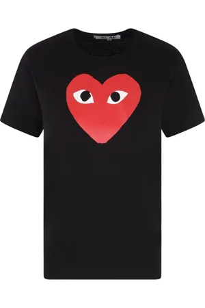 Comme des Garçons Tops, Dames, Zwart, XL, Katoen, T-shirt met hartprint