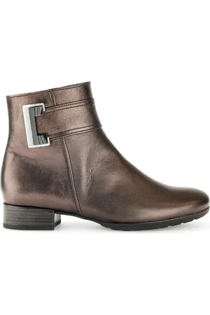 Gabor Schoenen, Dames, Bruin, 42 1/2 EU, Leer, Bronze Glad Leer Enkellaarsjes