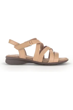 Gabor Schoenen, Dames, Bruin, 39 EU, Leer, Cognac leren sandalen