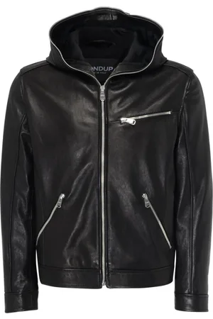 Dondup Jassen, Heren, Zwart, M, Leer, Stijlvolle Nail Jacket