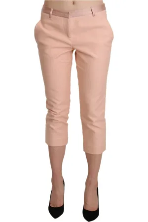 ERMANNO SCERVINO Broeken, Dames, Roze, S, Katoen, Low Waist Skinny Capri Broek