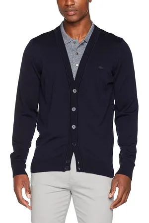 Lacoste Truien, Heren, Blauw, XL, Wol, Wollen Cardigan Trui