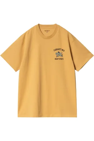 Carhartt Tops, Heren, Geel, S, Katoen, Smart Sports Katoenen T-Shirt met Logo