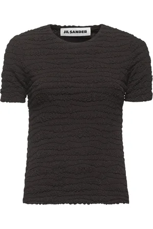Jil Sander Blouses & Shirts, Dames, Bruin, M, Bruine Crewneck Top met Korte Mouwen