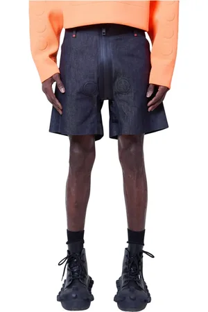 WALTER VAN BEIRENDONCK Korte broeken, Heren, Blauw, L, Denim, Geëtste denim shorts met logo borduurwerk