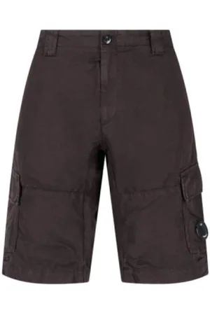 C.P. Company Korte broeken, Heren, Zwart, S, Linnen, Zwarte cargoshorts met linnenmix