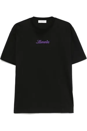 Lanvin Tops, Heren, Zwart, M, Shirt met Korte Mouwen en Ronde Hals