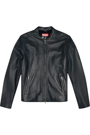 Diesel Jassen, Heren, Zwart, M, Leer, Zwart Leren Racerjack