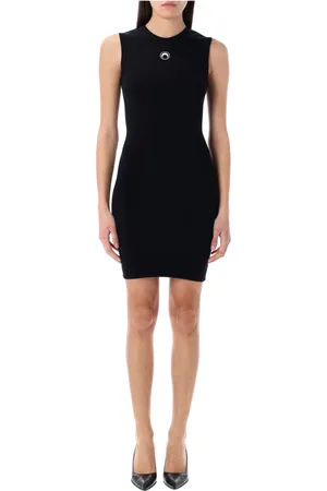 Marine Serre Kleedjes, Dames, Zwart, S, Moon Logo Knit Mini Jurk