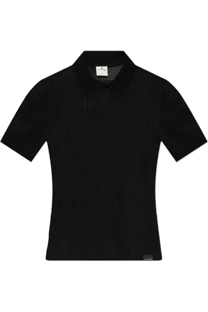 Courrèges Tops, Heren, Zwart, L, Katoen, Mesh Polo