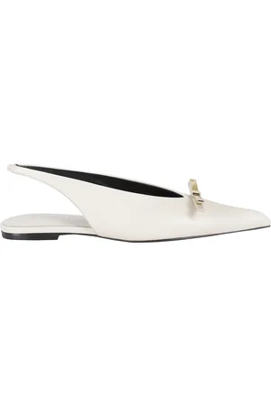Lanvin Schoenen, Dames, Wit, 40 EU, Leer, Platte Slingback Schoenen met Strik