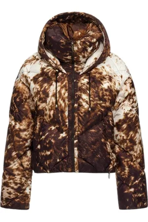 Roberto Cavalli Jassen, Dames, Bruin, L, Appaloosa Print Puffer Jacket