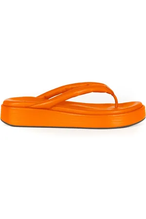 Cortana Schoenen, Dames, Oranje, 36 EU, Leer, Platte sandaal